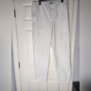 President Stone M StripedWhiteBlack Full Length Pockets 100%Cotton Women’s Pants